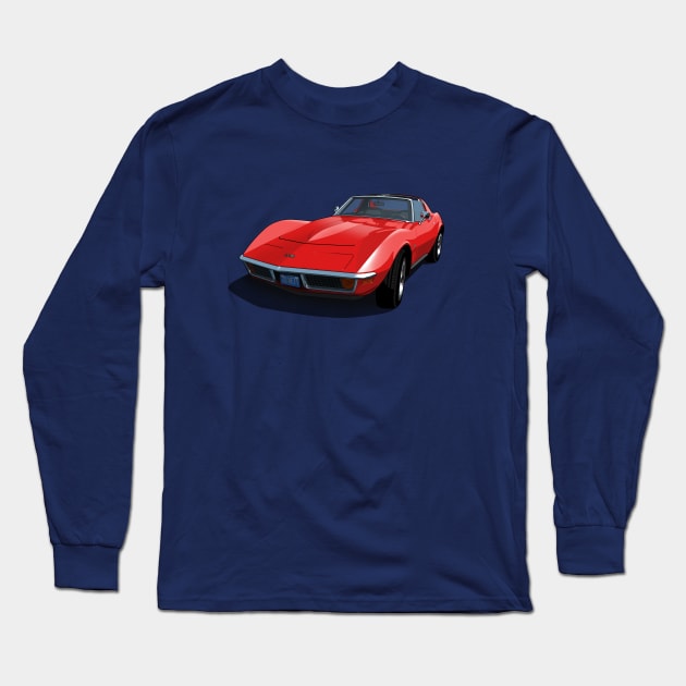 1970 Corvette Stingray in Monza Red Long Sleeve T-Shirt by candcretro